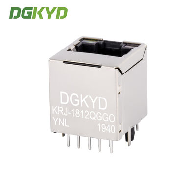 KRJ-1812QGGOYNL Vertical RJ45 Connector Gigabit Network Interface Industrial Ethernet Socket Vertical entry cat6 RJ45 connector Gigabit Magnetic Jack w / bi - color LED