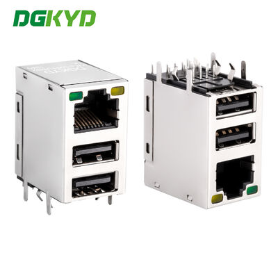 RJ45 with Dual USB 2.0 Sockets Gigabit Industrial Ethernet Port Network Interface KRJ-1001USB2NL
