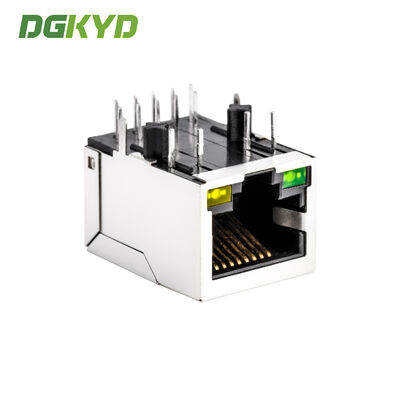 Industrial-grade Gigabit RJ45 Connector with Shielded Housing and LED Indicator