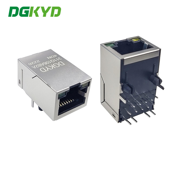 DGKYD311Q106AB2A4DN RJ45 Network Interface TAB UP Modular Jack Single Port PCB Interface Illuminated Shield