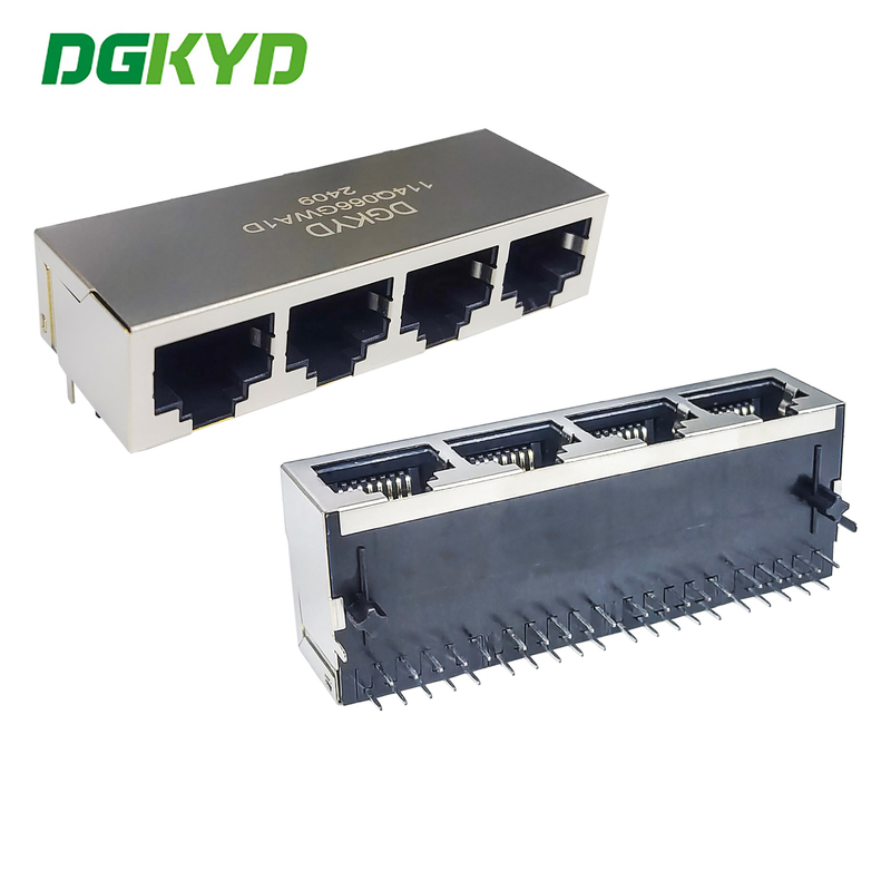 DGKYD114Q066GWA1D RJ45 Multi Port Connector Without Light Strip Shielding Network Interface 1000Mbps Ethernet Filtering