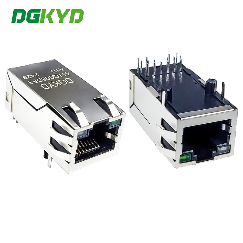 RJ45 Single Port Filter Network Connector With Light And Shielding PBT DGKYD411Q008DF3A1D