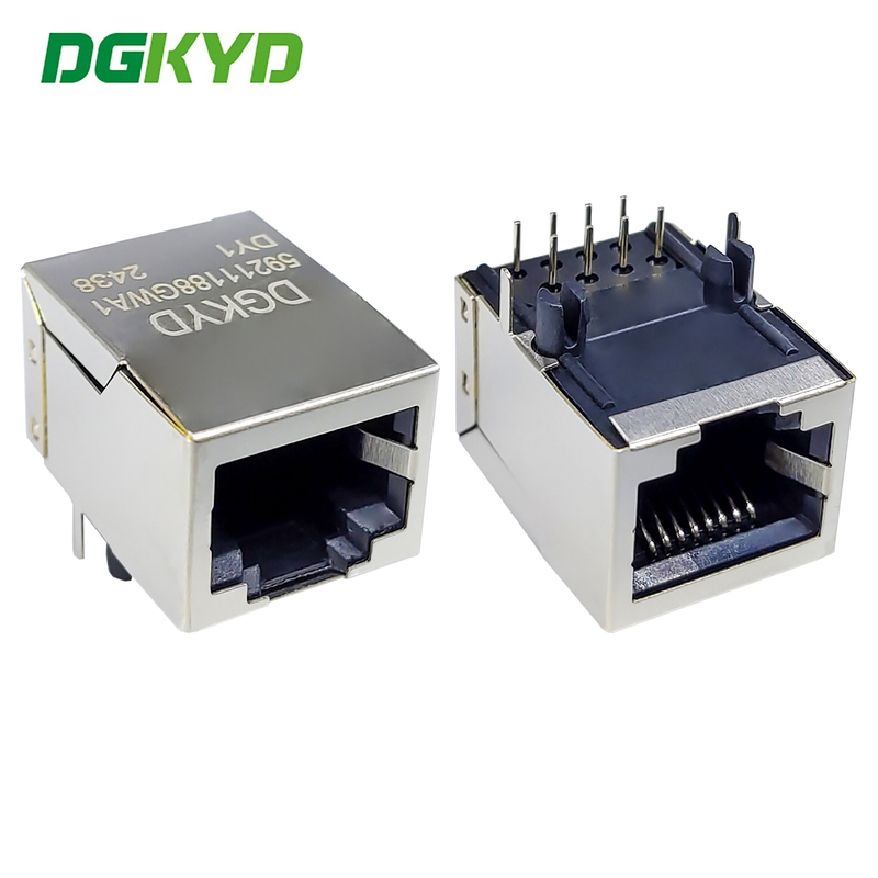 RJ45 Connector 59 Series Single Port Socket 8P8C Without Filter 90 Degree Horizontal Network Port DGKYD59211188GWA1DY1