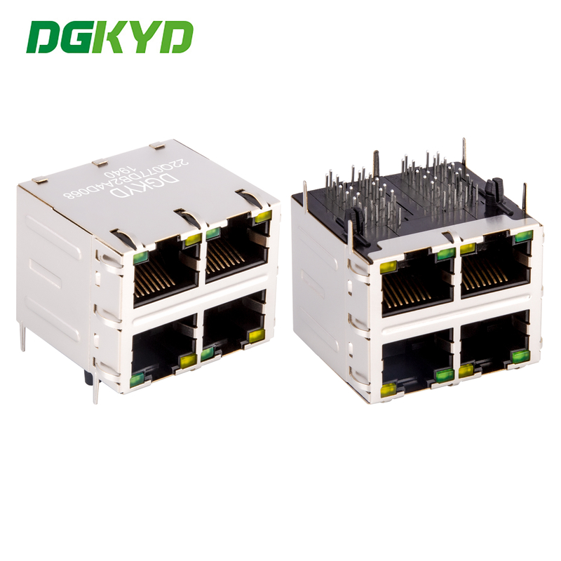Shield 2X2 Double Deck 4 Port 1000M Cat6 RJ45 Modular Jack With Ethernet Filter DGKYD22Q077DB2A4D068