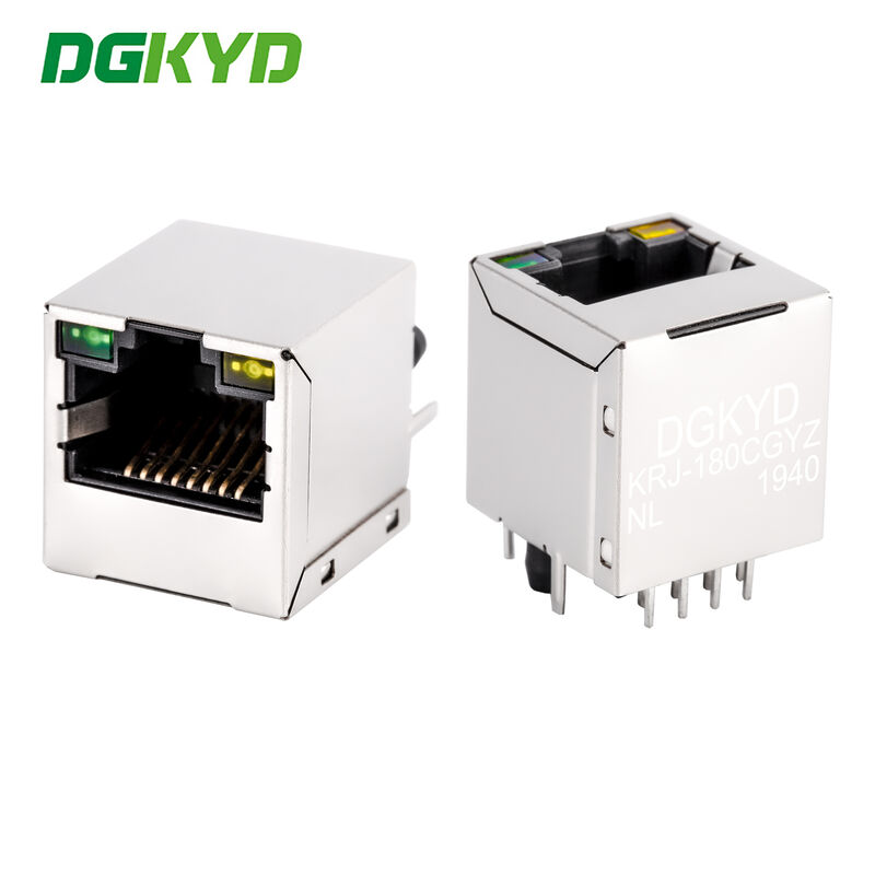 180 degree TOP ENTRY Magnetics jack RJ45 connector with transformer PCB Mount KRJ-180CGYZNL