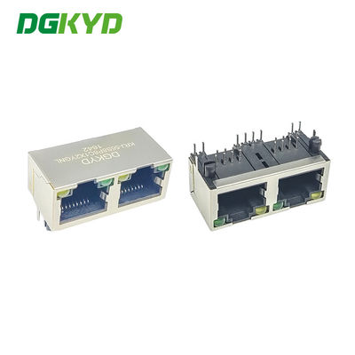KRJ-56S8P8C1X2YGNL Ganged 2 Cổng RJ45 Tổ hợp giắc cắm Ethernet 100base Tx Rj 45 1 X 2