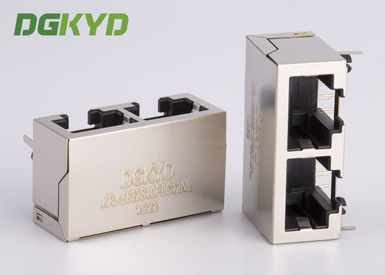 1x2 Ganged Tow Port Giắc cắm mô-đun Rj45 được che chắn không có bộ lọc bên trong, 10p8c