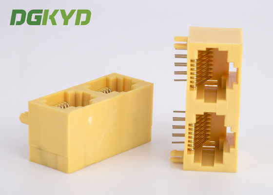 KRJ-56S1X2WDWKNL Lối vào bên hông Vỏ nhựa màu vàng 2 Cổng RJ45 Giắc cắm mạng
