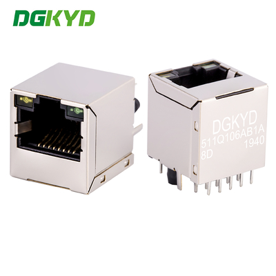 Đầu nối RJ45 Ethernet 180 độ, cổng dọc, Gigabit, bộ lọc tích hợp DGKYD511Q106AB1A8D