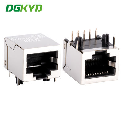 Single port RJ45 female socket interface without light strip shielding and transformer shield 10 pins 10 contacts rj 45 LAN jack connector  DGKYD56211111GWA3DY1027