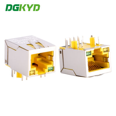10/100 baseT RJ45 đầu nối Ethernet công nghiệp ổ cắm PCB với bộ lọc LAN cho Adsl, vỏ màu vàng KRJ-109YGZDEYNL