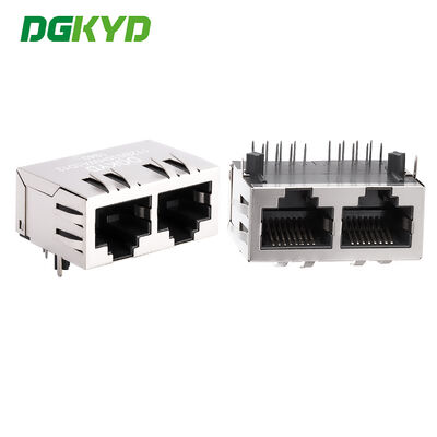 Kết nối cổng kép RJ45 không có bộ lọc tích hợp, không có dải ánh sáng, chắn pin phía trước 4,57mm DGKYD112B035HWA1D13