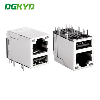 Gigabit RJ45 Connector RJ45 + USB2.0 Socket với LED Không có mùa xuân KRJ-008QGYGWUSBNL