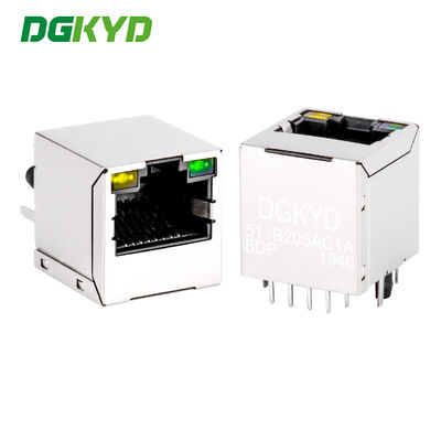Đầu nối RJ45 100Mbps Cổng Ethernet dọc 180 độ với PoE Cắm trực tiếp DGKYD511B205AC1A8DP