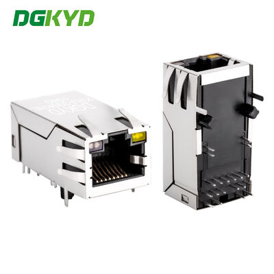 Cổng RJ45 Gigabit Ethernet với bộ nguồn POE dài 33 với đầu nối được che chắn bằng dải ánh sáng KRJ-339KNL