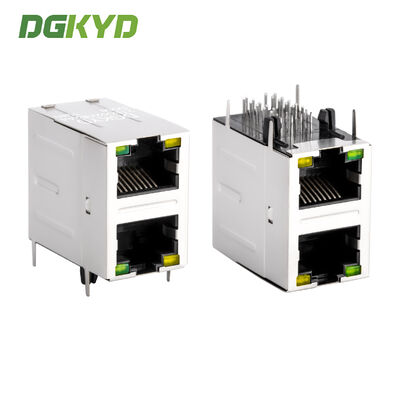 100 Base-T xếp chồng 2 cổng RJ45 Jack Module With Magnetic Right Angle Ethernet Filter