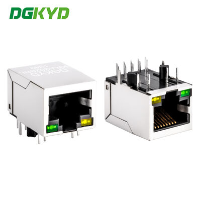 Cổng duy nhất Gigabit Ethernet 10 pin PCB được bảo vệ RJ45 Jack mô-đun với đèn LED màu xanh lá cây / vàng