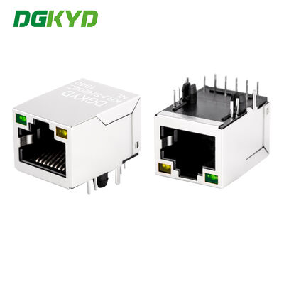 Đầu nối RJ45 đơn cổng KRJ-SH202ZNL Gigabit có bộ lọc, đèn LED báo hiệu và vỏ chống nhiễu cho cổng Ethernet công nghiệp
