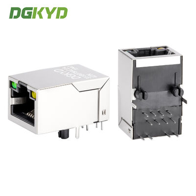 RJ45 modular jack với bộ lọc 100MB, đèn báo trạng thái LED và đầu nối kim loại chống nhiễu cho giao diện mạng