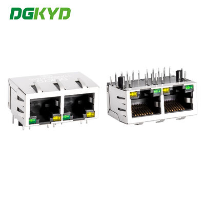 Đầu nối Ethernet RJ45 Gigabit với biến áp tích hợp, đèn LED và tấm chắn kim loại DGKYD112Q066DA2A1D
