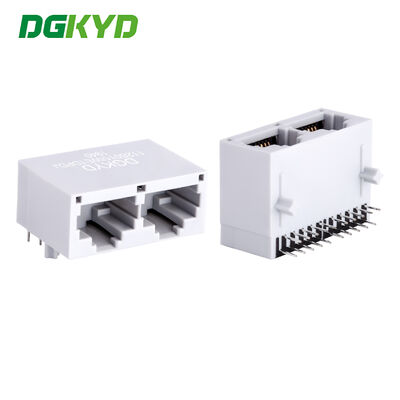 Cấu hình cổng 1X2 RJ45 PCB Connector mạ vàng 6u và chân đế PCB góc vuông cho truyền thông