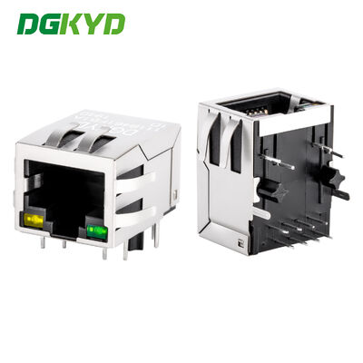 Đầu nối RJ45 có vỏ bọc Ethernet LAN Modular Jack 1000 Base-T 1x1 Tab Down với nam châm tích hợp